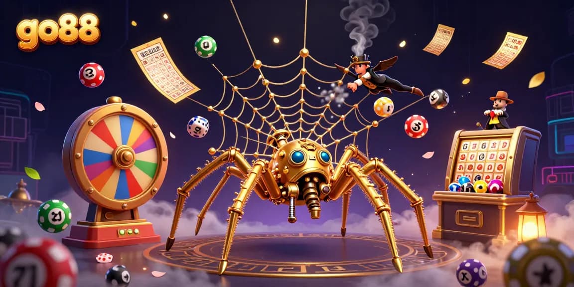 Experience thrilling wins at go88 with colorful lottery balls and unique steampunk characters in a magical casino scene.