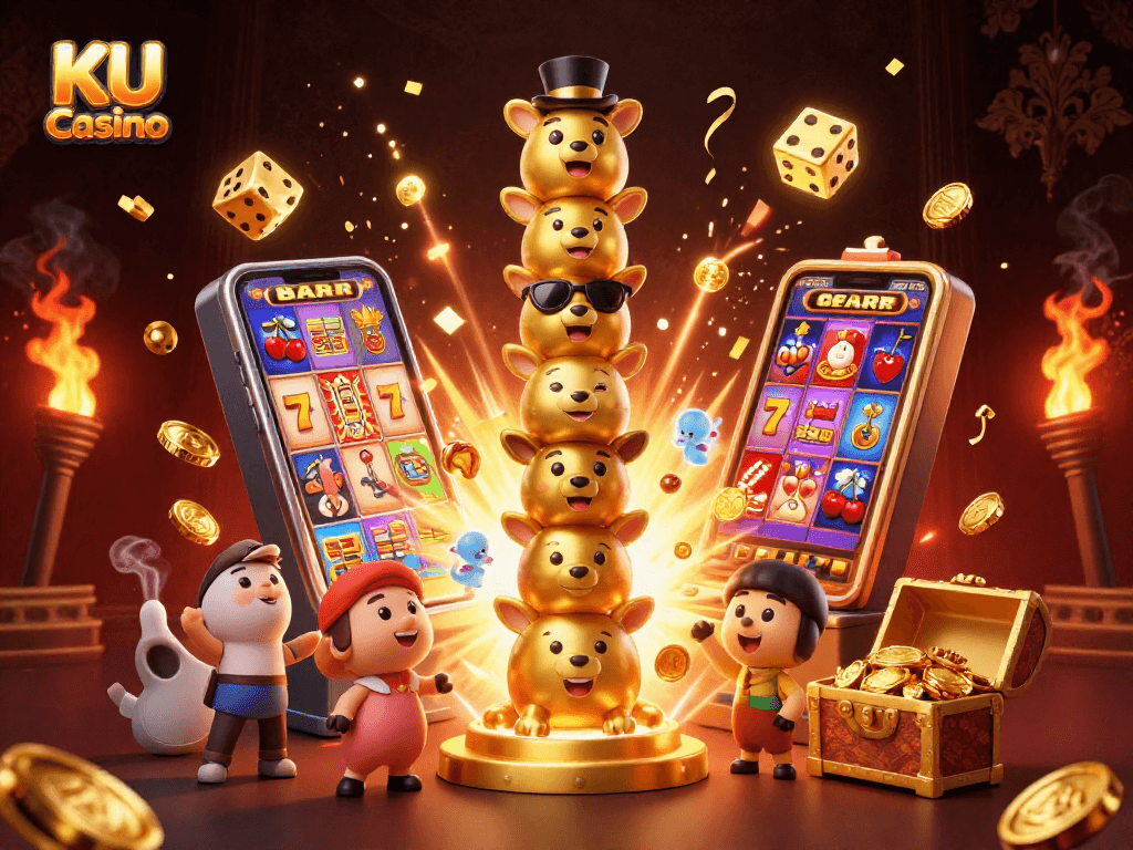 KU Casino showcases vibrant 3D characters, thrilling jackpot visuals, and luxurious atmosphere for ultimate gaming experience.