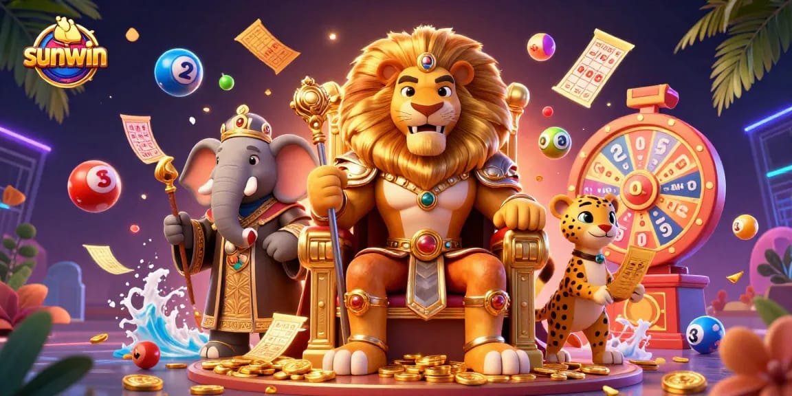 Sunwin captivates with a thrilling lottery scene full of vibrant characters and exciting gaming elements.