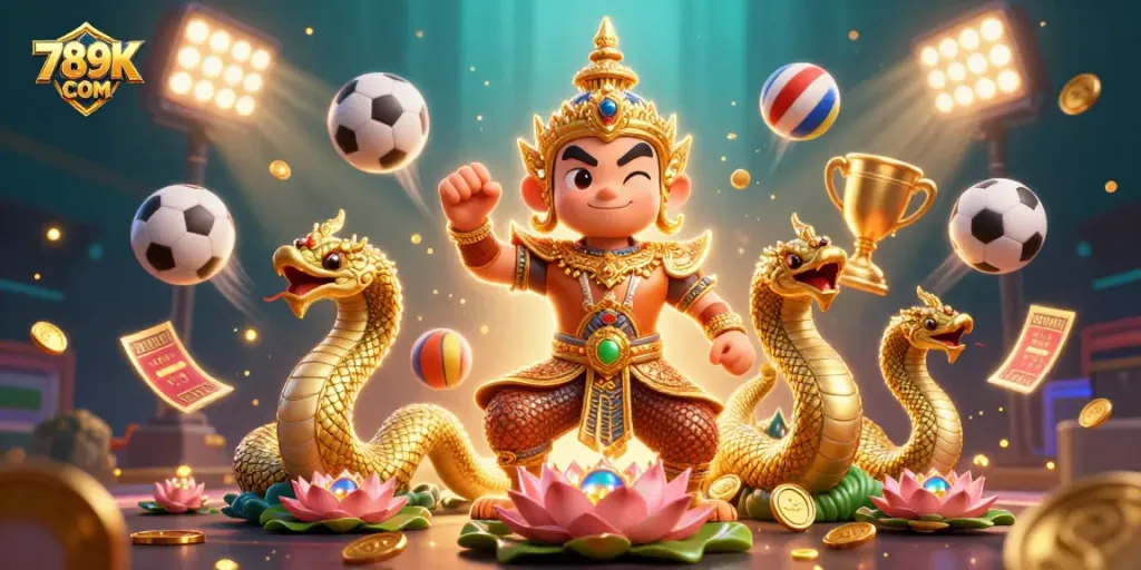 Experience the thrill of 789K COM with vibrant casino elements and engaging characters in this dynamic digital illustration.