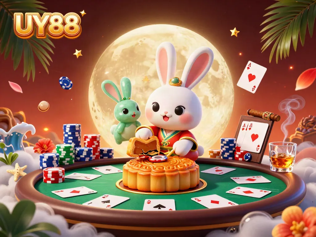 Participate in exciting online slots at UY88 with vibrant 3D casino illustration.