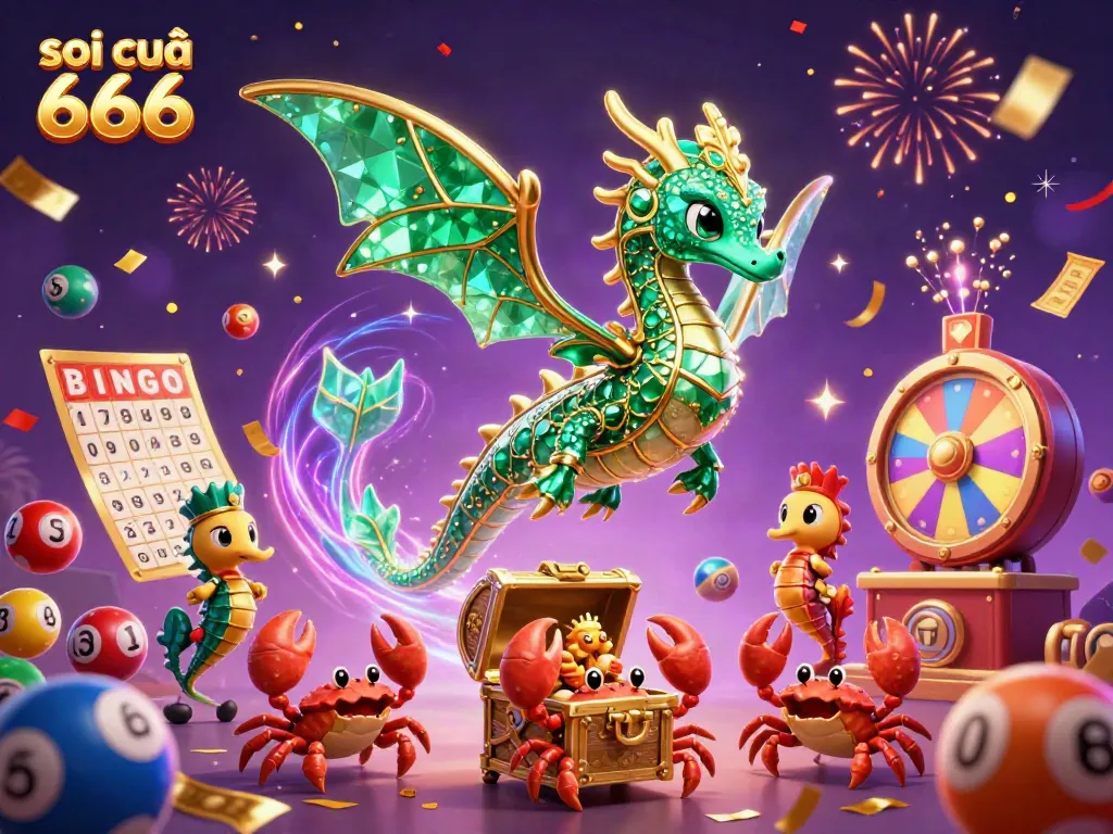 Experience dynamic lottery excitement with the soi cầu 666 illustration featuring vibrant characters and elements.