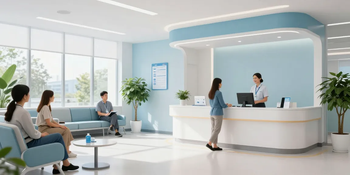 A healthcare clinic showcasing patient care with toto togel services available, featuring a doctor consultation area and wellness center.