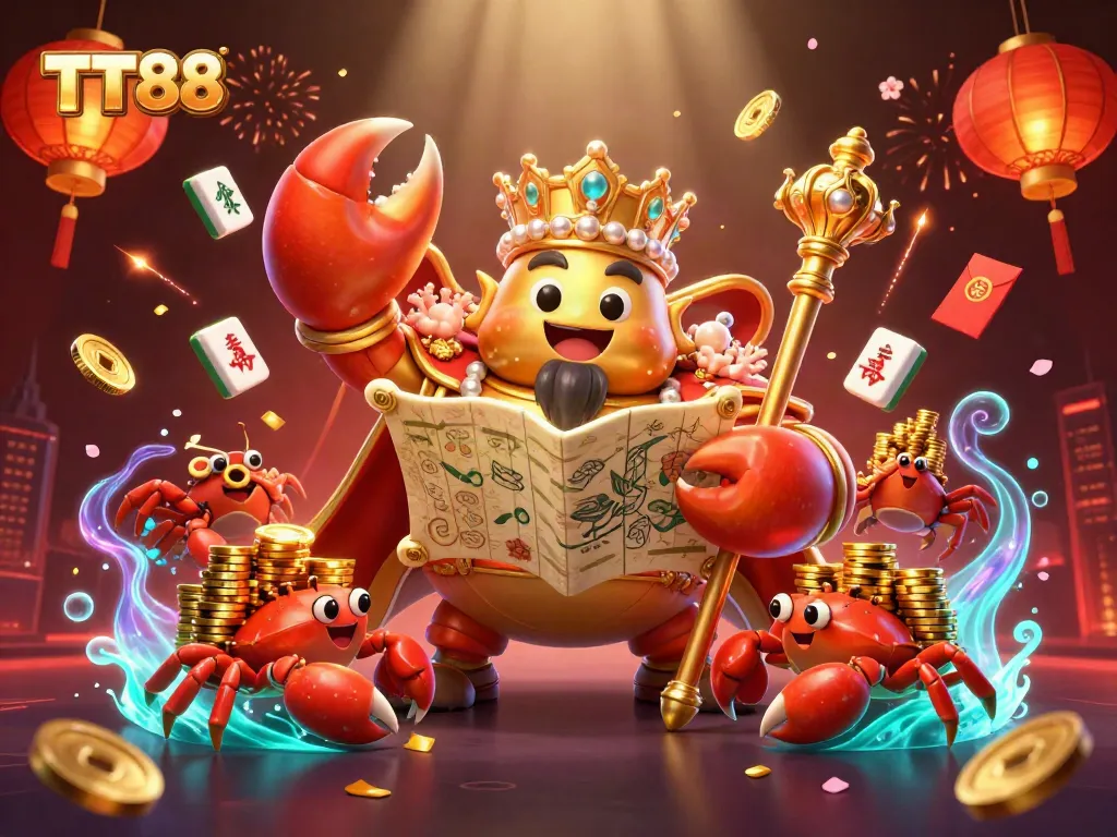 Experience the thrilling TT88 casino adventure with golden crab emperor amid vibrant game elements.
