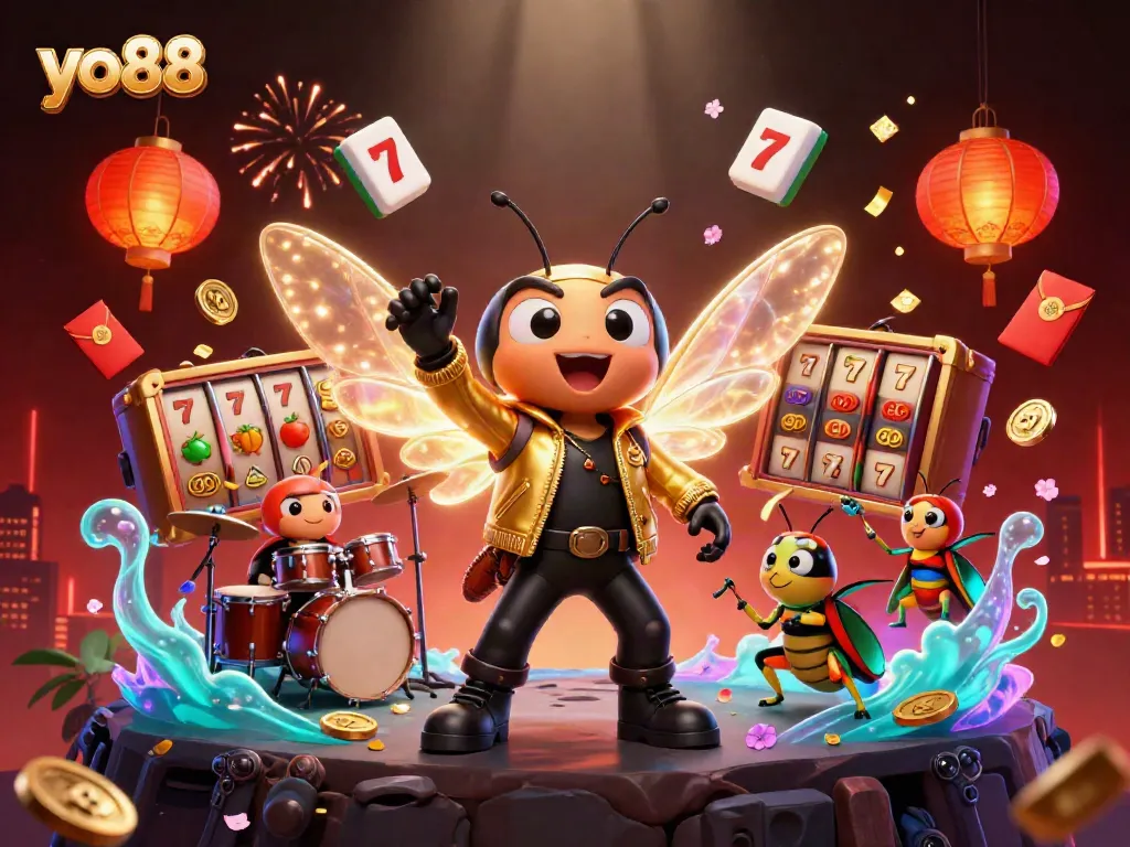 Engage with thrilling yo88 slot reels amidst vibrant casino graphics, perfect for players seeking excitement.