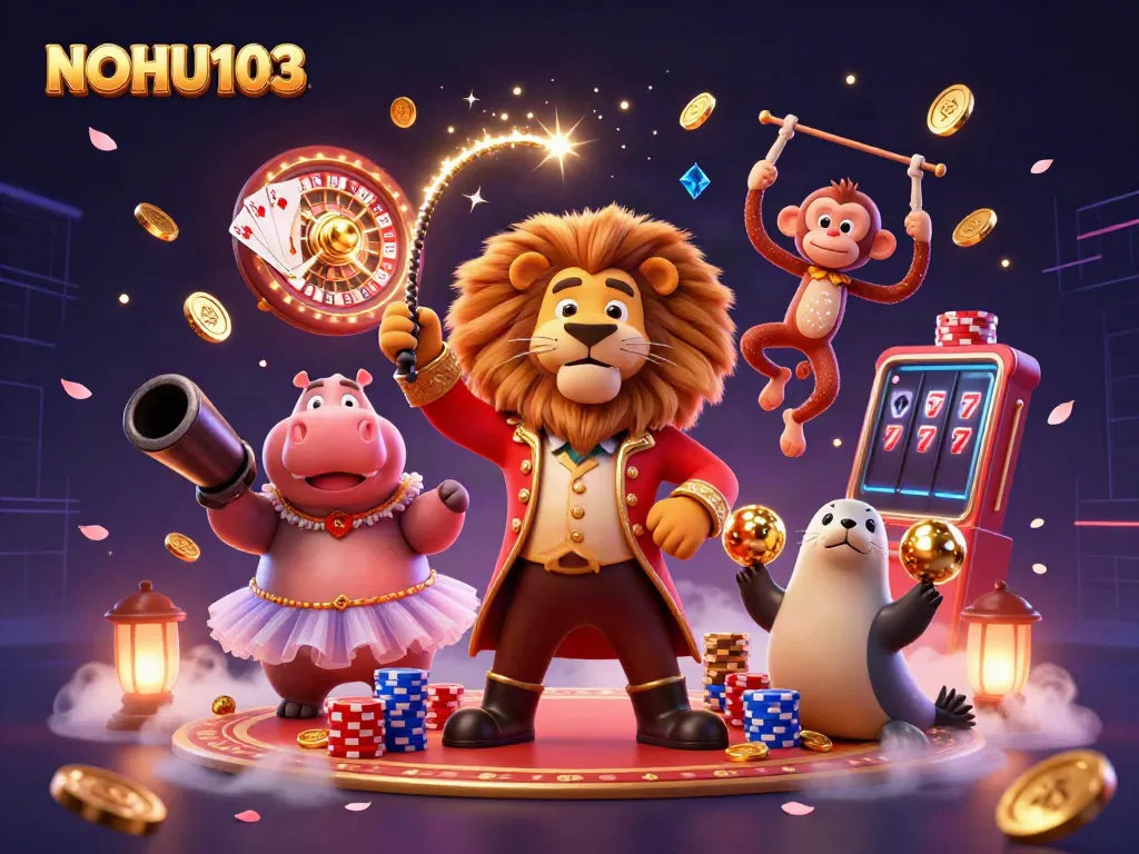Experience the thrill of NOHU103 with vibrant circus characters and shining casino elements.