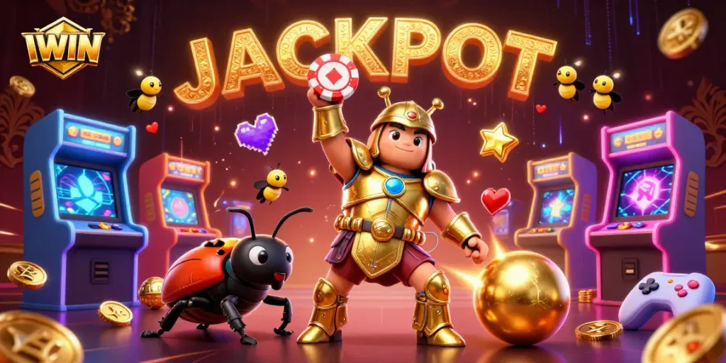 IWIN players celebrate big wins in a vibrant casino-themed illustration with engaging visuals.
