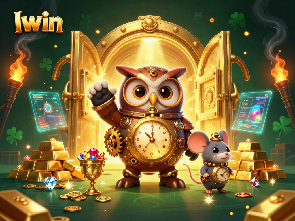 Experience the thrill of Iwin with 3D owl and mouse in a vibrant casino adventure.