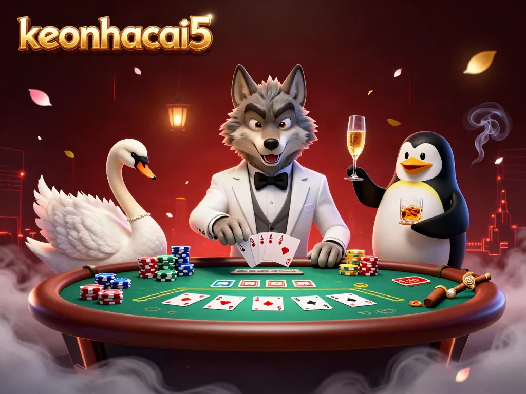 Experience thrilling gameplay at keonhacai5 with a vibrant casino scene featuring elegant characters.
