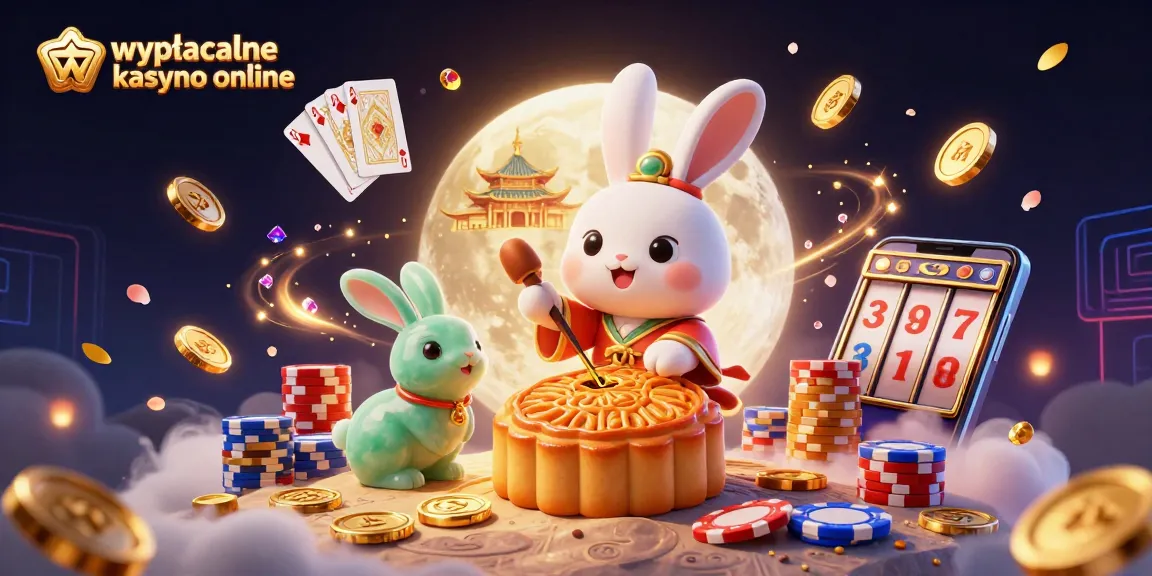 Experience the thrill of wypłacalne kasyno online with vivid scenes of a moon rabbit and golden casino elements.