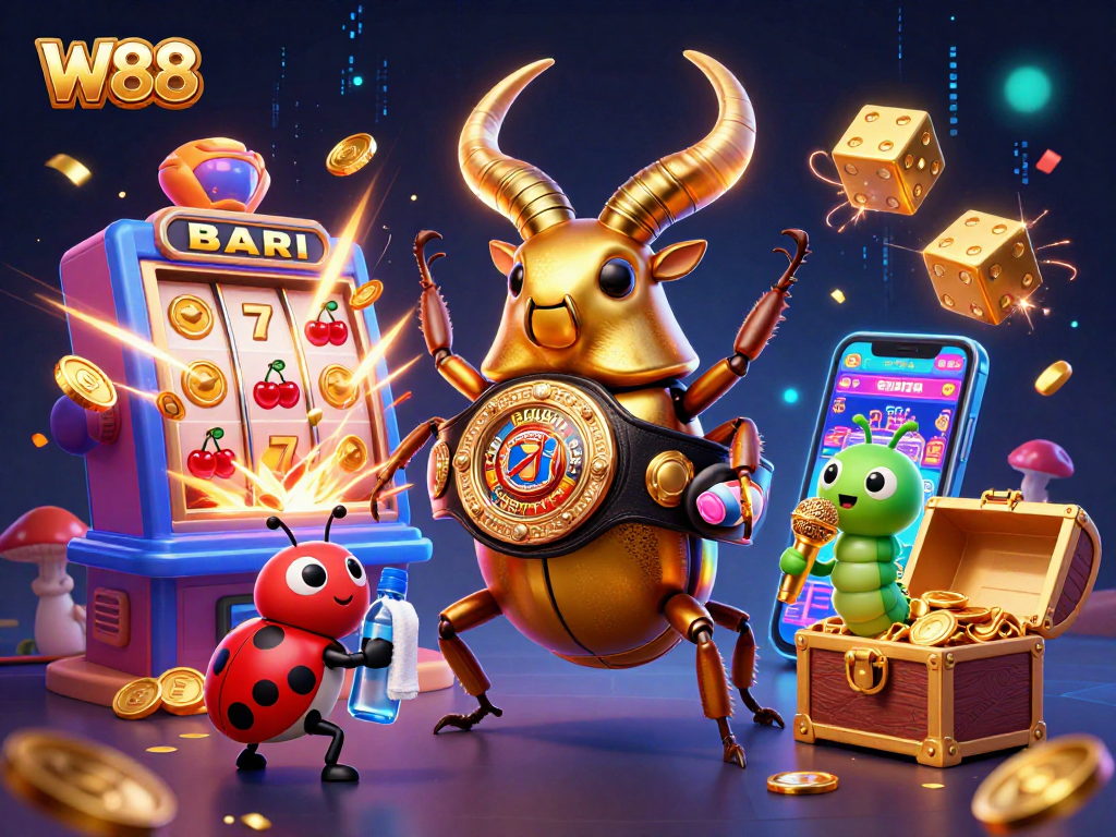 Watch W88's exciting games unfold in this vibrant casino digital art, showcasing the thrill of winning!