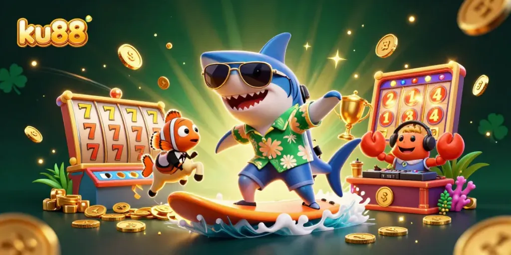 Experience thrilling gameplay at ku88 with a vibrant casino scene filled with characters and lucky symbols.