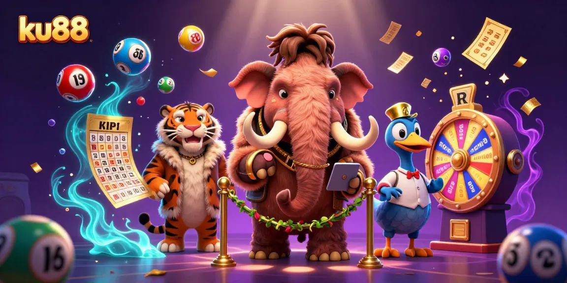 ku88 engages players at the casino door with vibrant lottery elements and character interplay