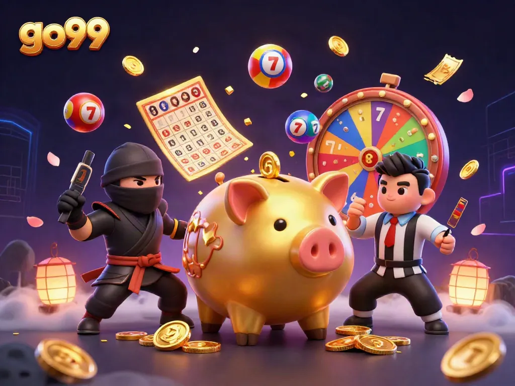 Engage with go99's vibrant casino scene featuring dynamic characters, colorful games, and exciting action.