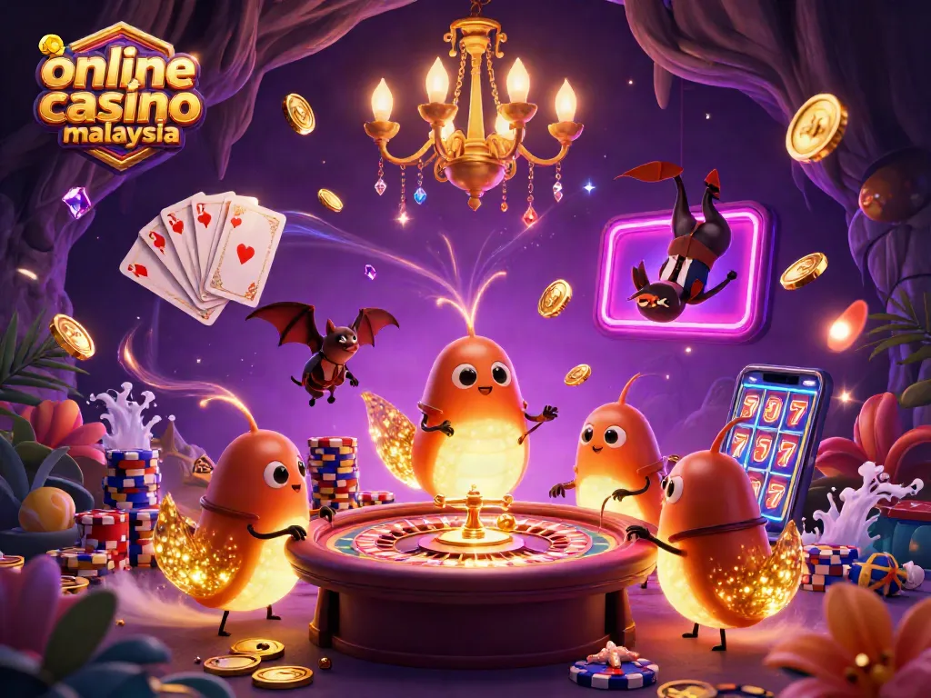 Experience the excitement at an online casino Malaysia with vibrant glowworms and dynamic game elements.