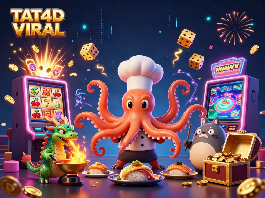 Experience the excitement of TAT4D VIRAL with colorful casino elements and lively characters.