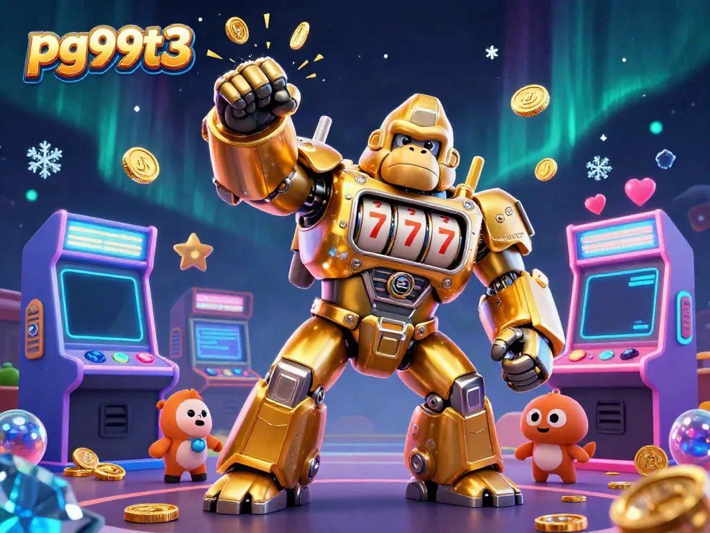 Engage with pg99t3 through vibrant gaming excitement featuring a golden gorilla mech bursting with coins.