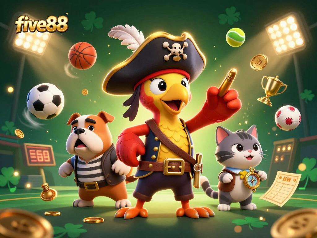 Engage with five88's thrilling sports betting action in a vibrant 3D scene.