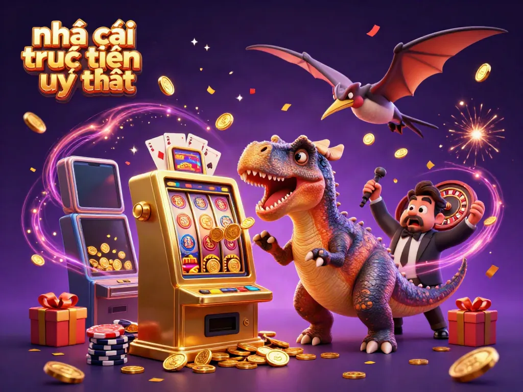 nhà cái trực tuyến uy tín - A dinosaur-themed casino scene showing excitement and jackpot wins amidst colorful elements