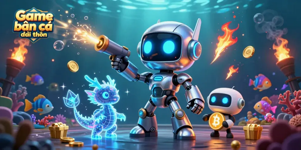 Engage in Game bắn cá đổi thưởng with vibrant underwater scenes and colorful fishing elements.