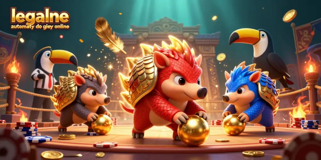 Experience the thrill of legalne automaty do gier online with vibrant pangolin characters in a dynamic casino scene.