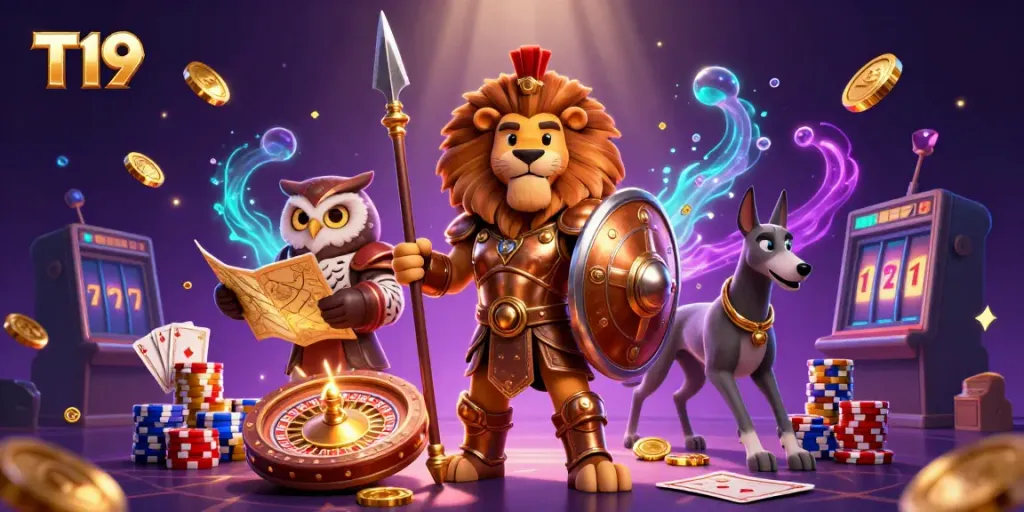 Engage with thrilling T19 gameplay as Spartan lion, owl strategist, and greyhound messenger showcase casino adventure.