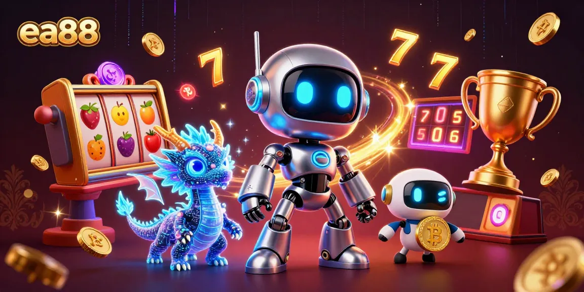 Experience the thrill of winning with ea88's vibrant casino illustration featuring energetic characters and game elements.