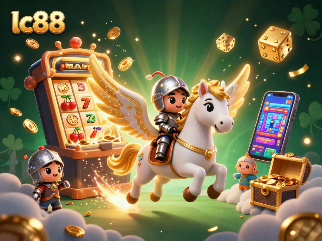 Spin to win with lc88 in this vibrant casino-themed illustration featuring thrilling gaming elements.