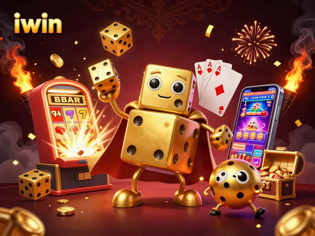 iwin showcases a vibrant casino scene with animated characters and slot adventures.