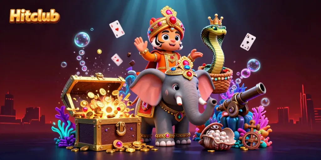 Experience dynamic gaming excitement at Hitclub with majestic characters and vibrant treasures.