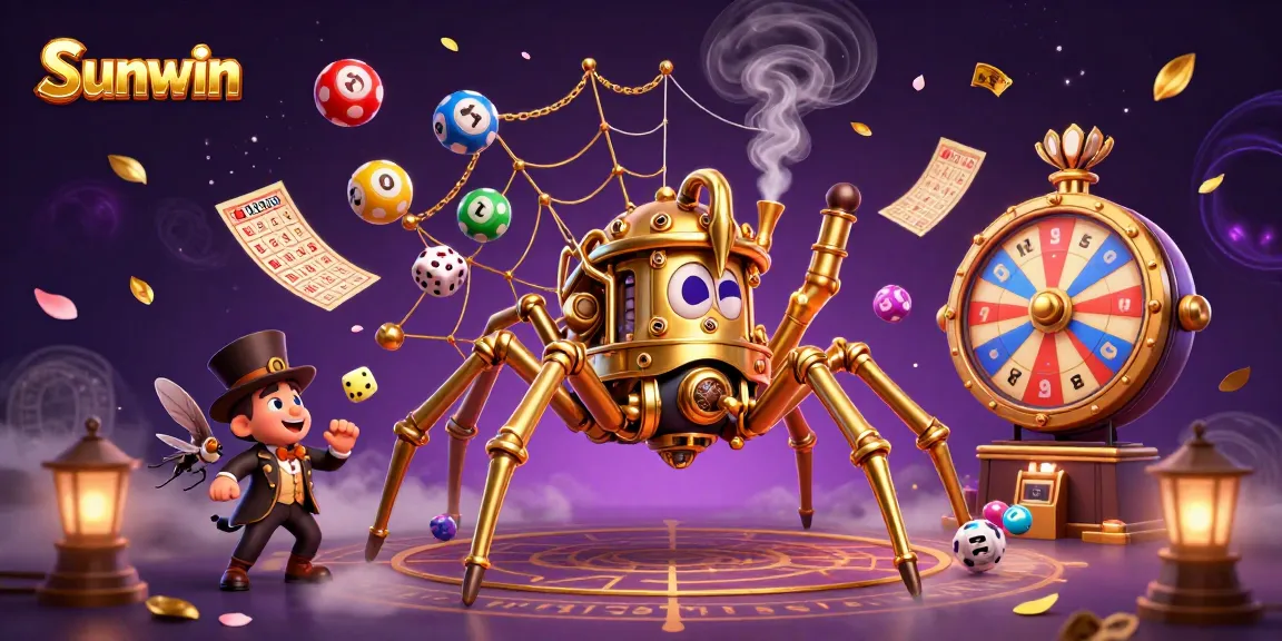 Experience the thrill of Sunwin as the golden spider spins its jackpot web with colorful balls and prizes.