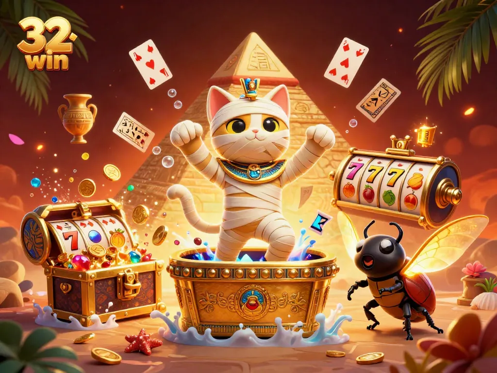 Experience a thrilling casino adventure with 32 win as the mummy cat unveils riches from the cosmos.