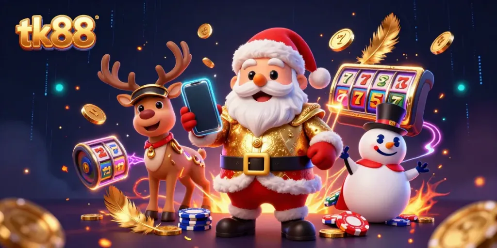 Experience jackpot excitement at tk88 with Santa, reindeer dealer and snowman chips!