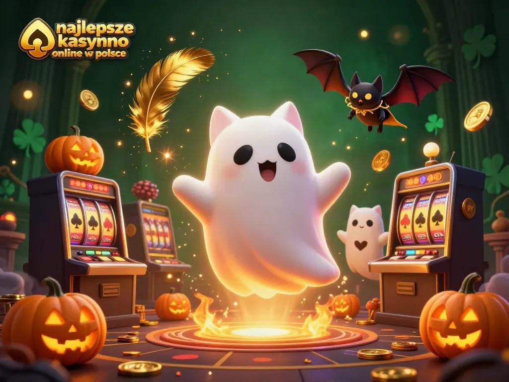 Experience the thrill of najlepsze kasyno online w polsce with a ghost cat and vampire bat in a haunted casino.