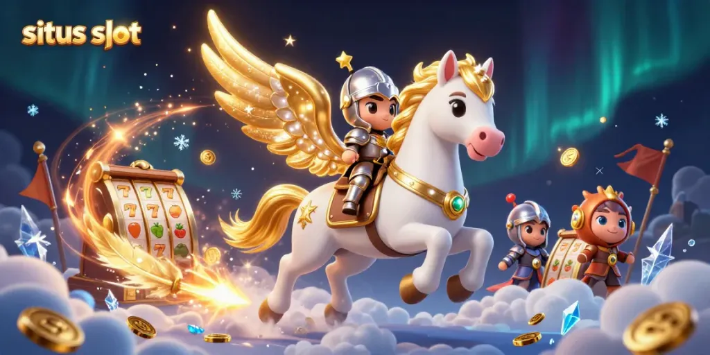 Spin the reels and win big with situs slot's enchanting cosmic scene featuring a galloping horse.