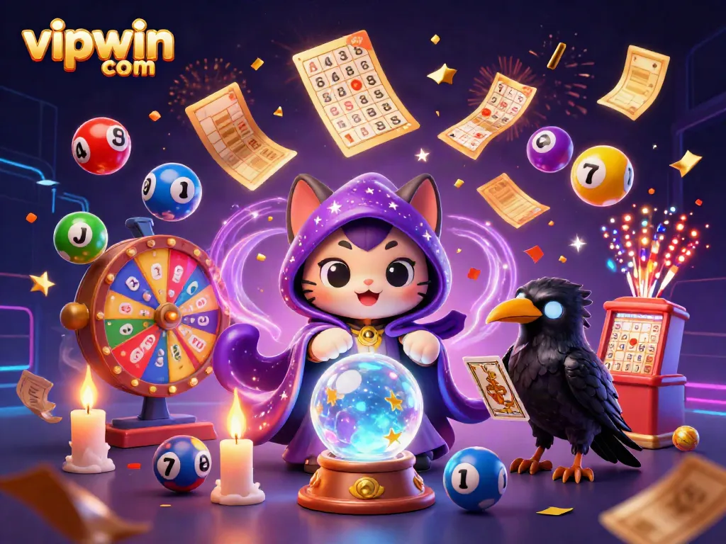 Experience the excitement of vipwin com with vibrant lottery games and captivating casino characters.
