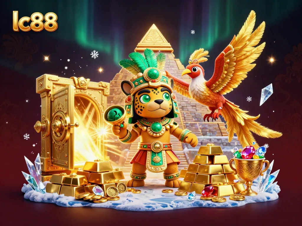 Engage in excitement at lc88 with glowing treasures in a vibrant casino scene.