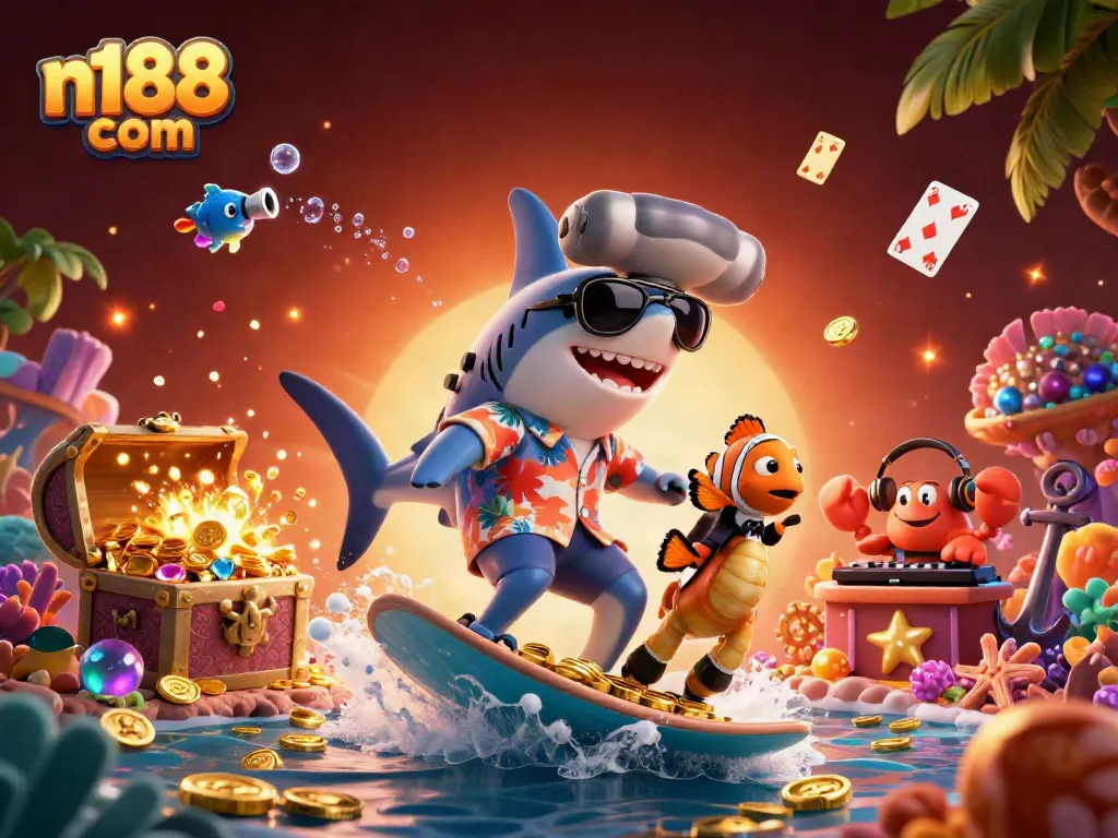 Experience thrilling wins with n188 com in this vibrant underwater casino scene.