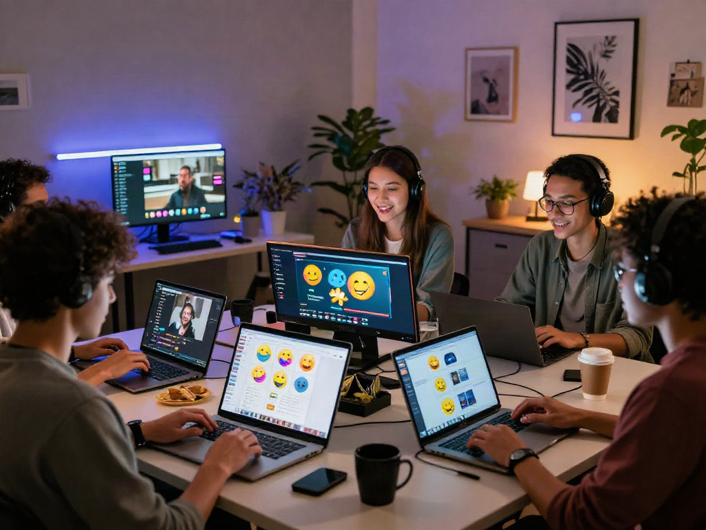 Engaging NSFW AI chat interaction showcasing diverse users in a modern workspace environment.
