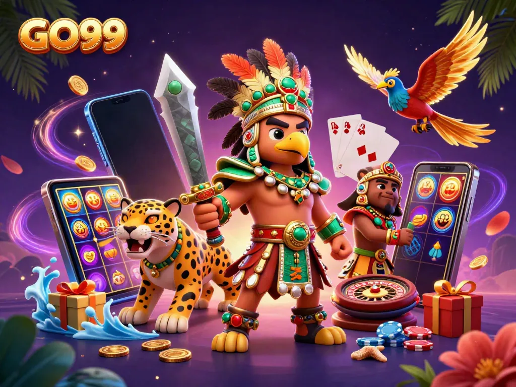 Experience exciting gameplay with GO99 and vibrant slot game elements in a fantasy setting.