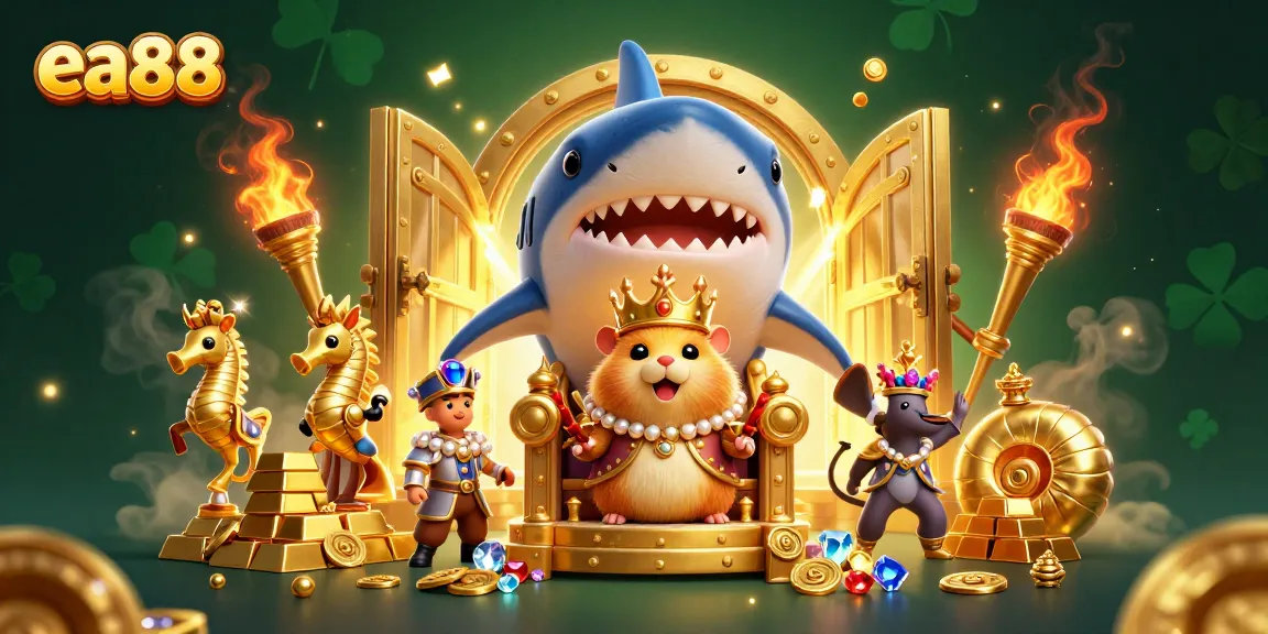 ea88 elevates online gambling experiences with vibrant visuals featuring a golden hamster king and treasure